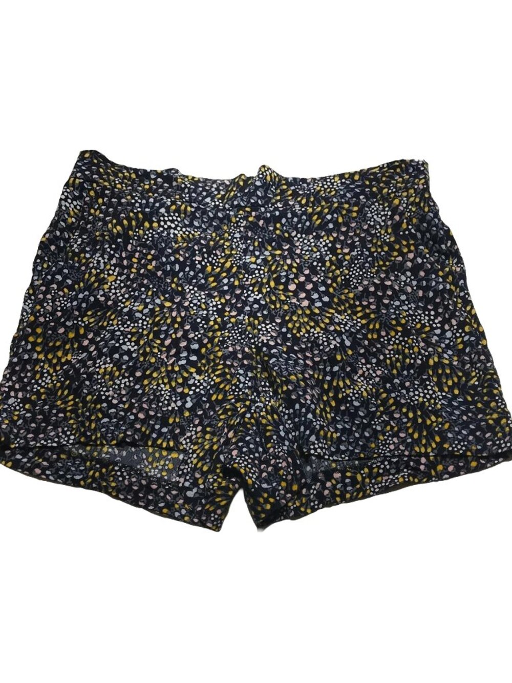 LOFT dotted crepe pull on shorts Navy Pink Yellow